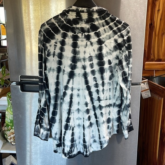 Rock‎ & Republic Black and White Tie Dye convertible Shirt 100% Cotton women’s M - Picture 7 of 8